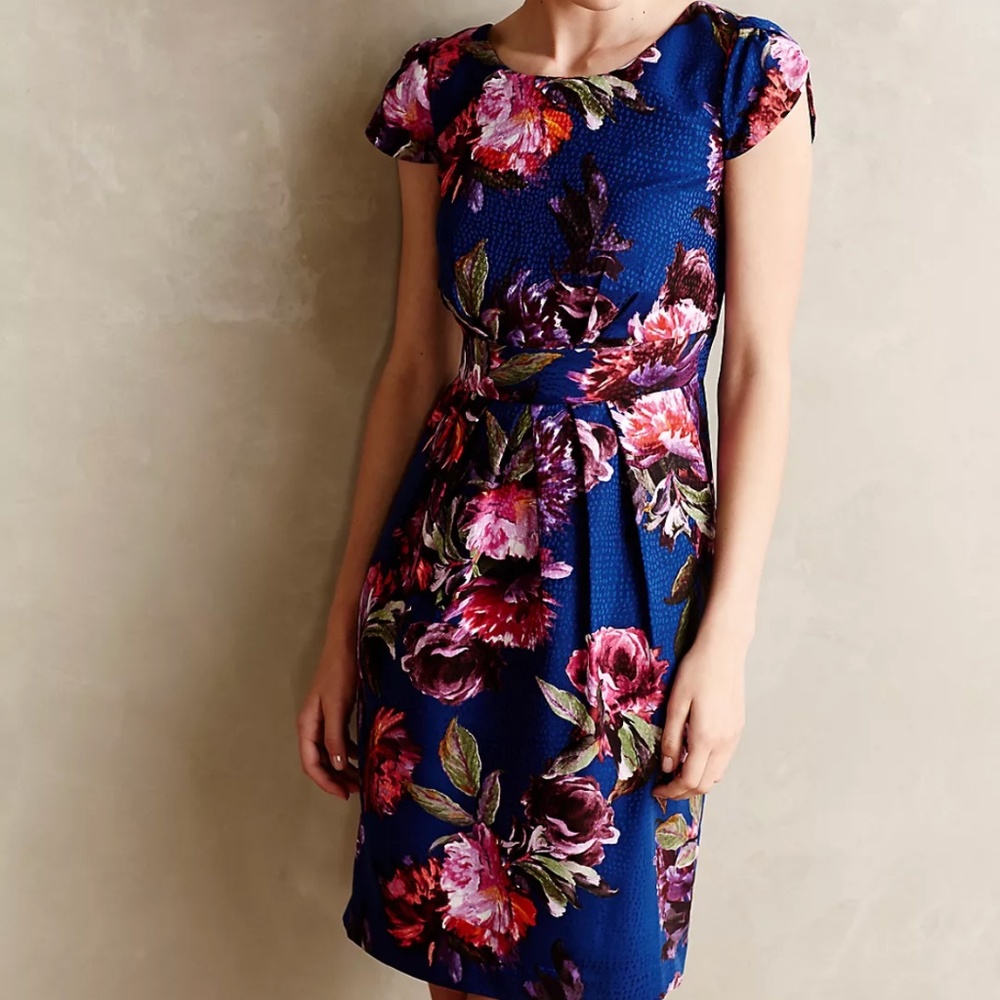Anthropologie Moulinette Sœurs Rosado Sheath Blue Floral Dress